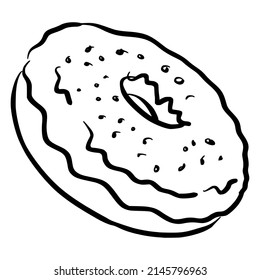 donuts sketch in vintage black line illustration style for restaurant cafe menu