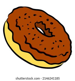 donuts sketch in vintage colorful illustration style for restaurant cafe menu