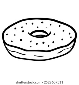 donuts with sprinkles topping hand drawn outline illustration