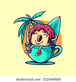 Donuts in Summer Vacation Illustration for your business or merchandise