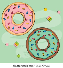 donuts with crеаm sweet design set