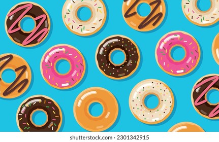 ilustración vectorial de fondo de postre dulce de donuts