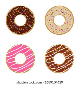 donuts sweet and fresh set art illustration