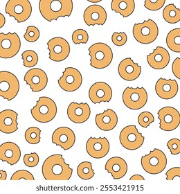 Donuts sweet pattern design on white background vector
