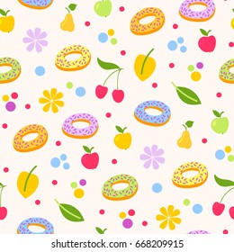 Donuts tasty coockie seeamless pattern vector background