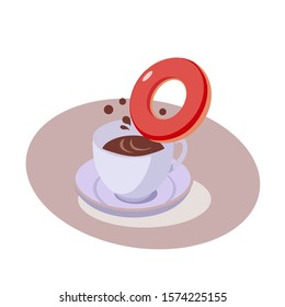 donuts and tea vector isolated design on background.