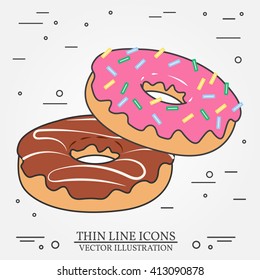 Donuts thin line icon.  Donuts isolated. Vector dark grey. Vector illustration.For web design and application interface, also useful for infographics.