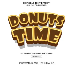 Donuts time 3D editable text effect template