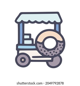 donuts trade cart color vector doodle simple icon