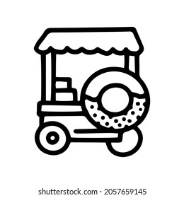 icono de donuts de la línea de carrito de comercio vector doodle simple