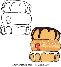 Donuts de varios sabores. Perfecto para la práctica de colorear, dibujar, imprimir, papel pintado, imprimir, tarjetas, etc.