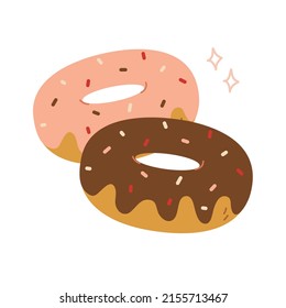 Donuts. Vector colorful flat cartoon style illustration. 
