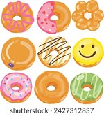 Donuts vector colorful glazed donuts flat illustrations