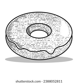 donuts vector engraving style hand drawn black and white