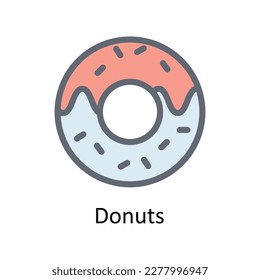 Donuts Vector      Fill outline Icons. Simple stock illustration stock