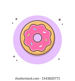 Ilustración del icono del vector de Donuts. Donuts De Fresa, El Concepto De Ícono Animal Aislado Blanco. Estilo de caricatura plano adecuado para la página de inicio web, pancarta, adhesivo, fondo