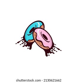 Donuts Vector Icon Illustration. Strawberry Donuts, Food Icon Concept White Isolated.EPS 10