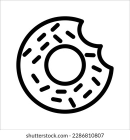 Donuts vector icon in linear, outline icon isolated on white background.