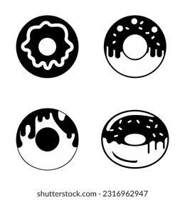 Donuts vector icons set. Baking cookies template. Donut logo idea.