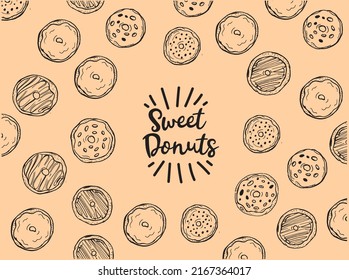 Donuts. Vector illustration. Label. Background.