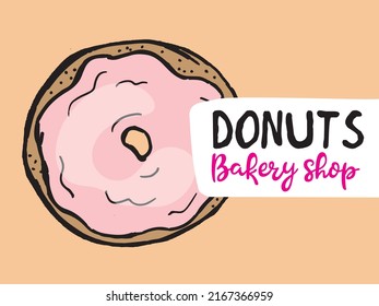 Donuts. Vector illustration. Label. Background.