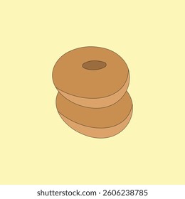 Donuts vector illustration on yellow background.
