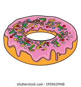 donuts vector illustration,isolated on white background,top view.