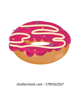 Donuts vector on white background.Sweet sugar icing donuts.