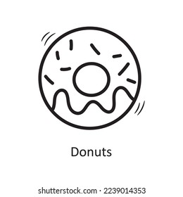 Donuts vector outline Icon Design illustration. Food and Drinks Symbol on White background EPS 10 File
