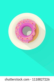 donuts  vector posterwith pink glaze, donut icon,