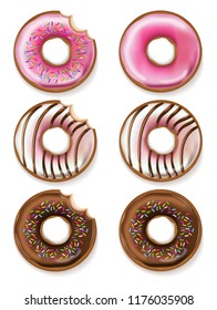 Donuts Vector realistic. 3d detailed desserts illustrations