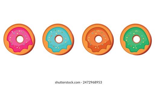Donuts vector set, collection of donut image, Vector illustration in flat style
