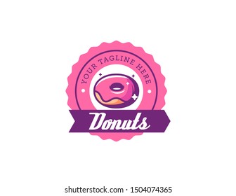 Donuts Vintage Logo Design Retro Badge Stock Vector (Royalty Free ...