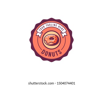 Donuts vintage logo design. Retro badge logo vector.