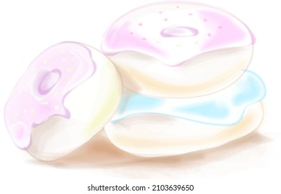 donuts, watercolor vector donuts in glaze 