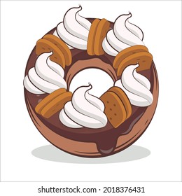 Donuts whipped cream Illustration Vector