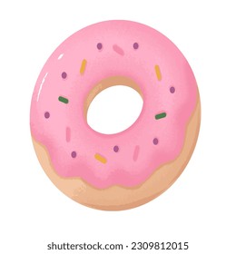 donut.Strawberry flavored donuts.sprinkle icing sugar