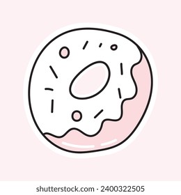 Ilustración Donut.Vector en estilo doodle.