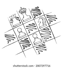 doodillustration chess. international chess day