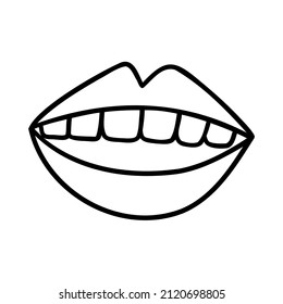 Doodl abre dientes anchos y huye boca aguda aislada en fondo blanco