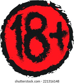 doodle 18+ sign vector