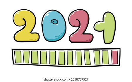 Barra de progreso de Doodle 2021 year
