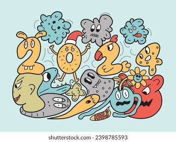 doodle 2024 new year icon animal