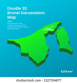Doodle 3D Brunei Darussalam Map
