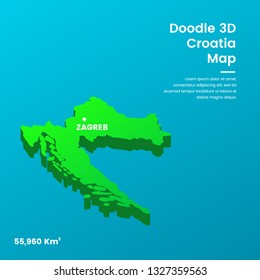 Doodle 3D Croatia  Map