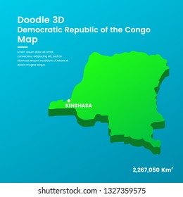 Doodle 3D Democratic Republic of the Congo Map