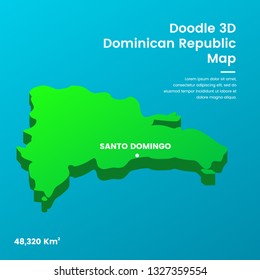 Doodle 3D Dominican Republic Map