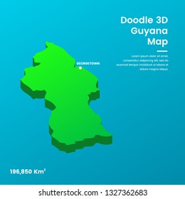 Doodle 3D Guyana Map