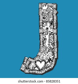 doodle ABC, letra loca J