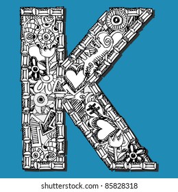 doodle ABC, crazy letter K